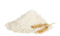 flour with wheat ear isolated on white