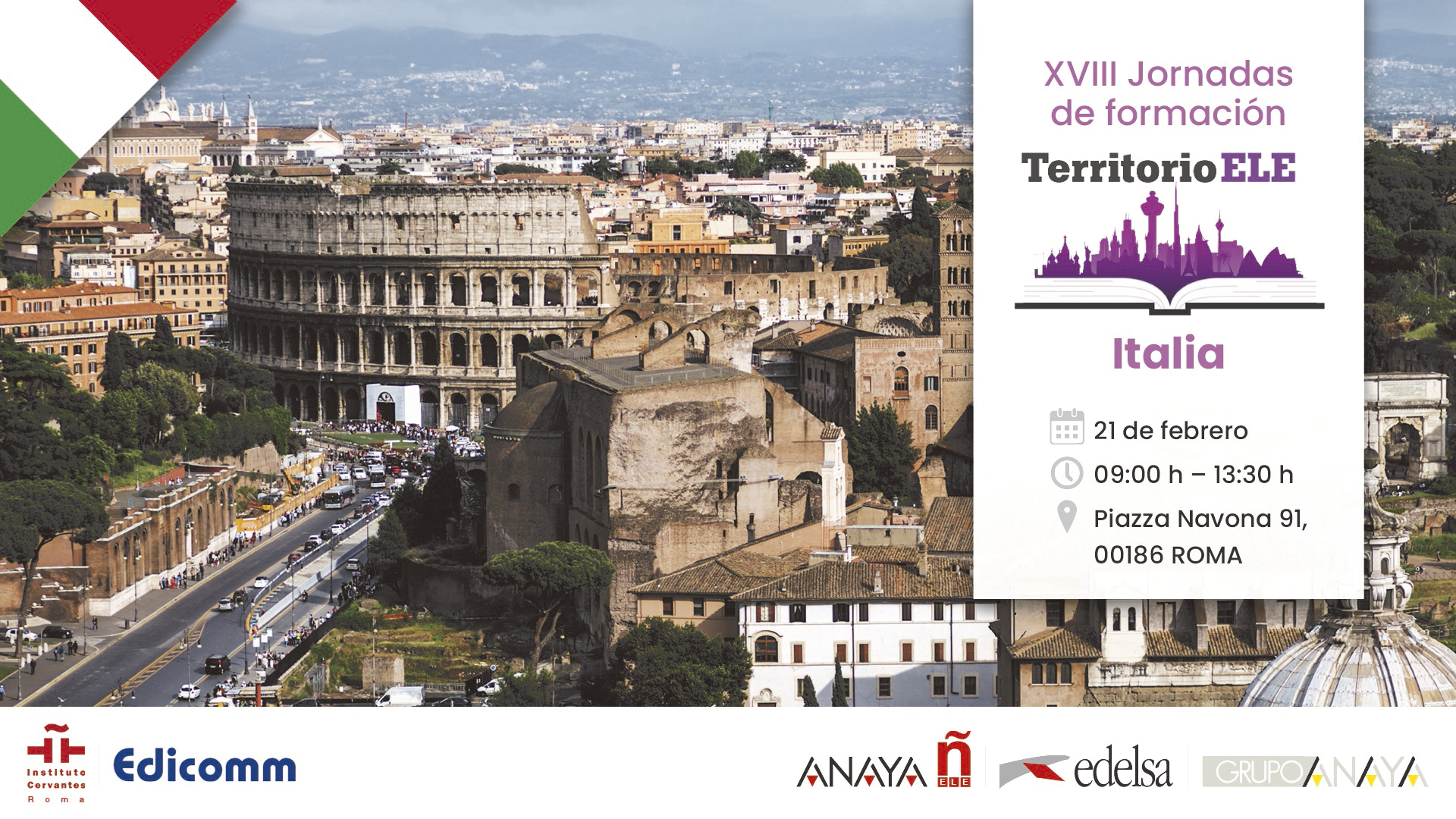 Roma | XVIII Jornadas de formación Territorio ELE en Italia